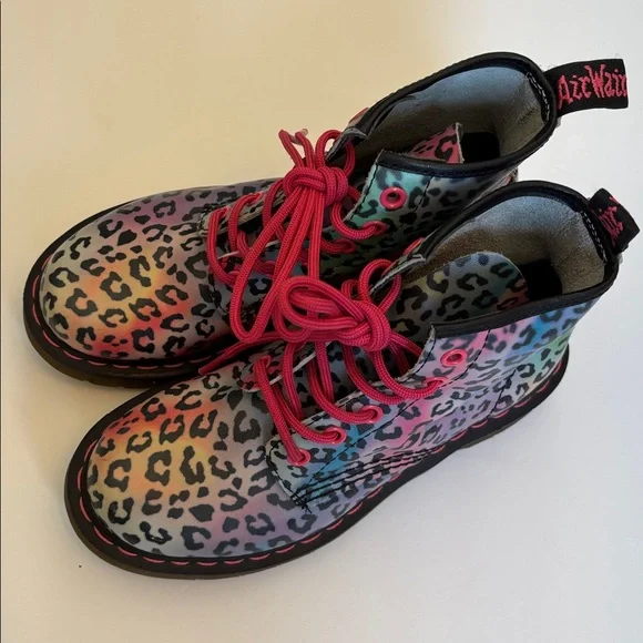 Dr. Martens Leopard Print Boots with Pink Laces - Picture 3 of 8